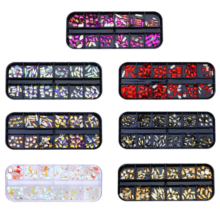 12 Grid Flat Bottom Shaped Nail Rhinestones Nail Decoration, Specification: 24