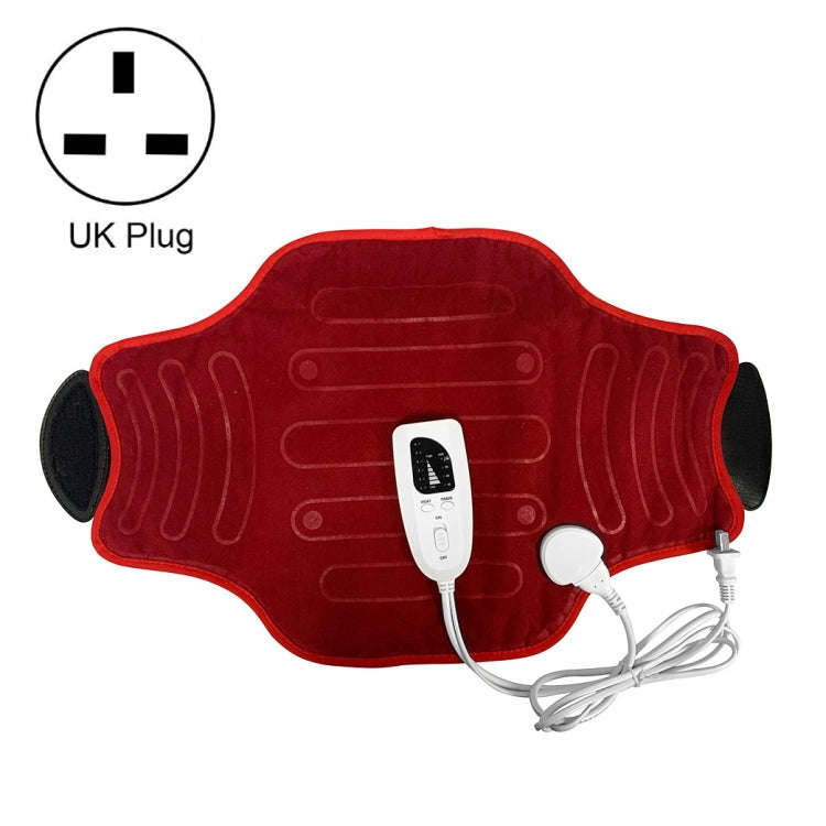 Adjustable Temperature Timing Waist Thermal Compression Heated Belt UK Plug 240V(Wine Red)