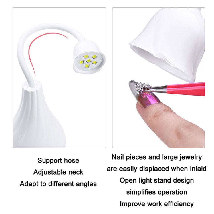 Portable USB Nail Art Rose Nail Polish Glue Phototherapy Lamp(White)