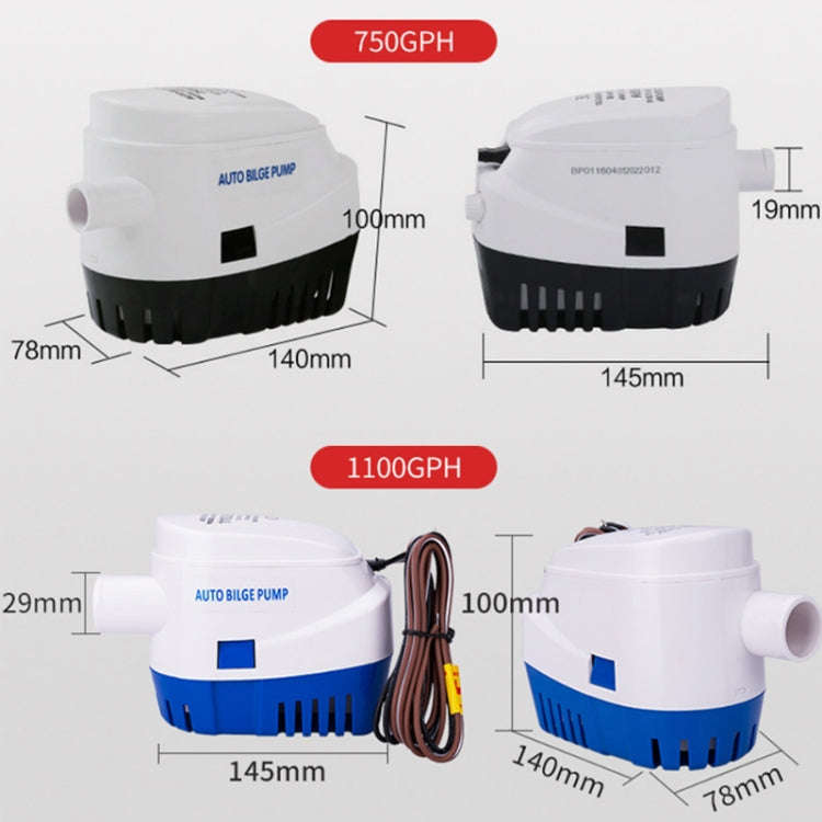 750GPH-12V Blue  Automatic Bilge Pump Submersible Water Electric Pump For Yacht Marine Boat