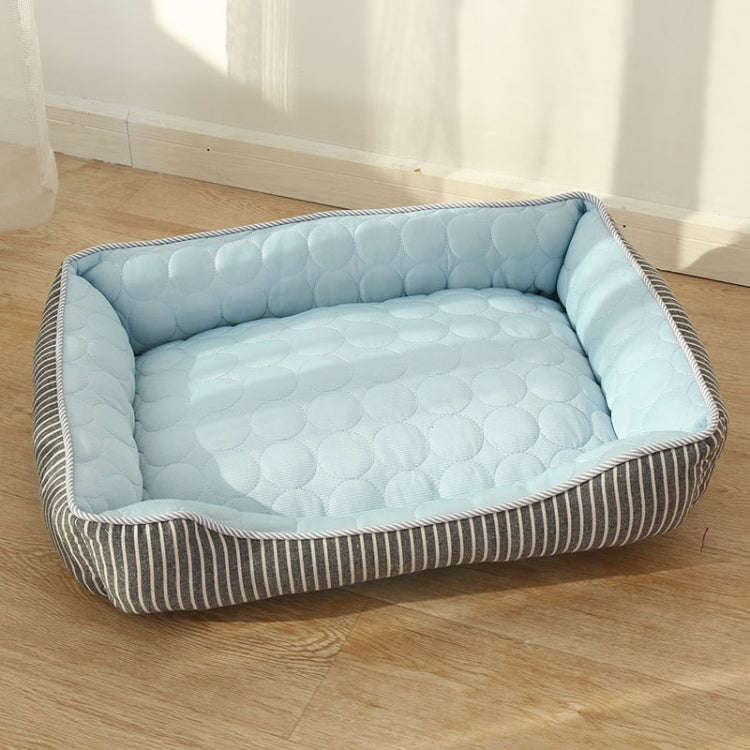 Summer Cold Feeling Dog Cat Kennel Ice Silk Cool Den L(Blue)