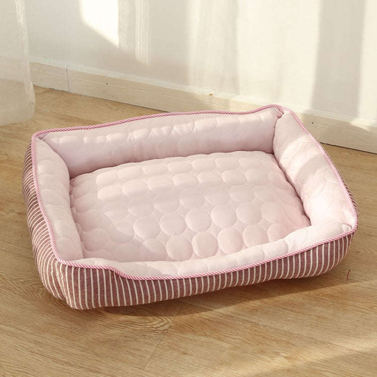 Summer Cold Feeling Dog Cat Kennel Ice Silk Cool Den L(Pink)