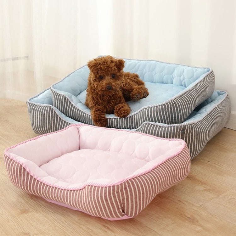 Summer Cold Feeling Dog Cat Kennel Ice Silk Cool Den L(Blue)