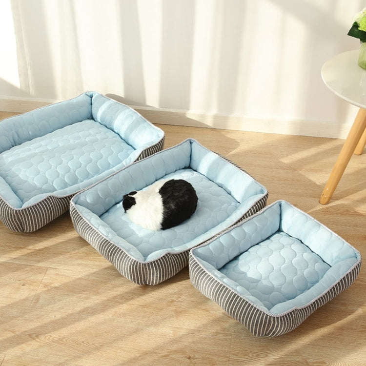 Summer Cold Feeling Dog Cat Kennel Ice Silk Cool Den L(Blue)