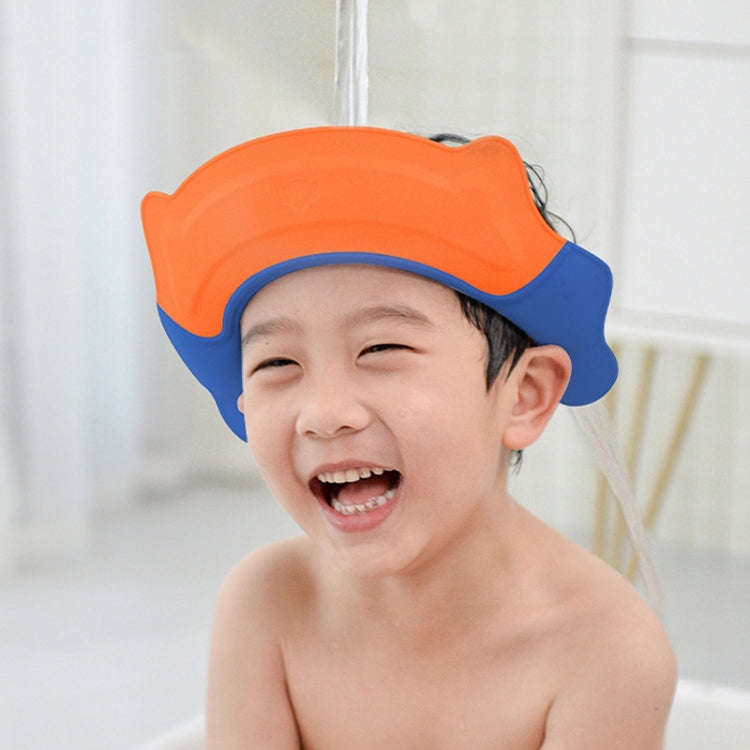 Shampoo Earmuffs Silicon Infant Wash Bath Cap Child Washing Hat(Orange)