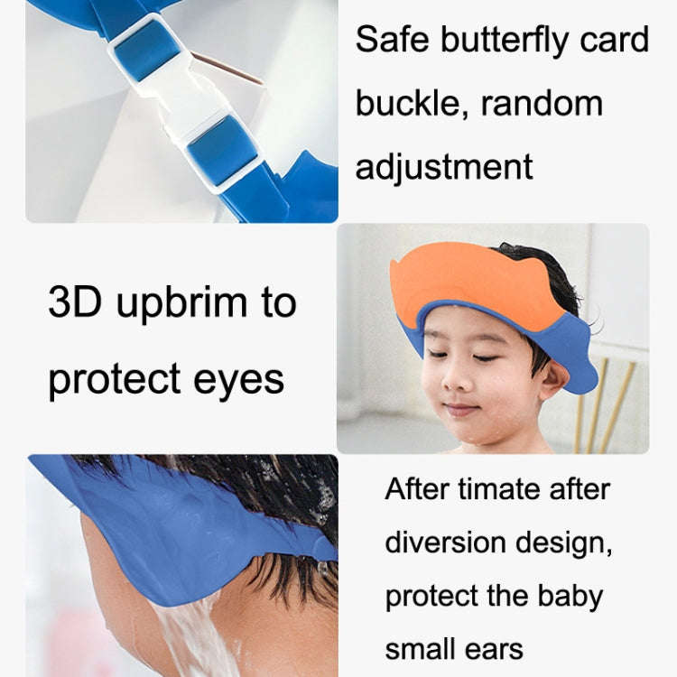 Shampoo Earmuffs Silicon Infant Wash Bath Cap Child Washing Hat(Blue)