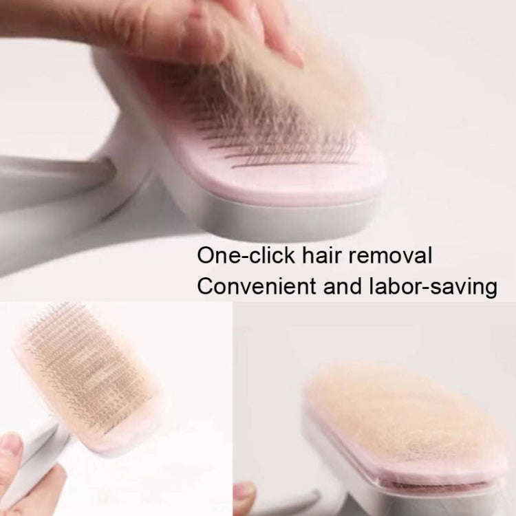 Pet Comb Cat Dog Hair Brush Hair Removal Tool, Style: Steel Wire (Pink)