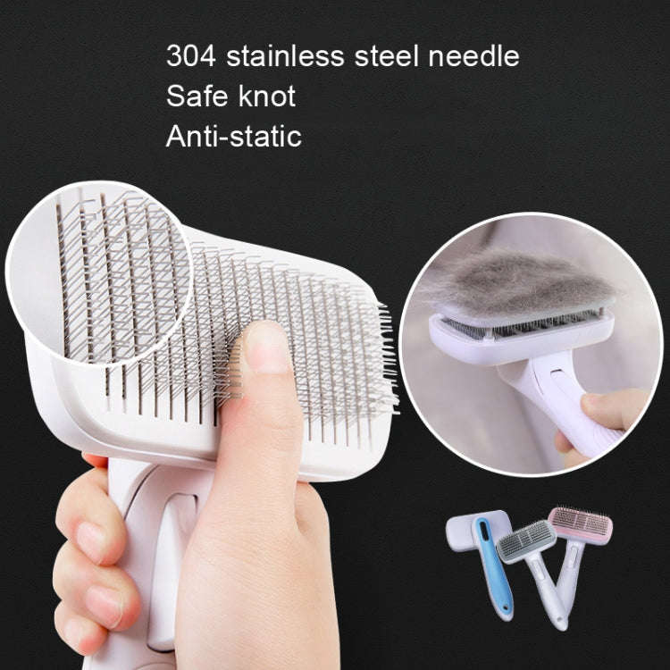Pet Comb Cat Dog Hair Brush Hair Removal Tool, Style: Steel Wire (Blue)