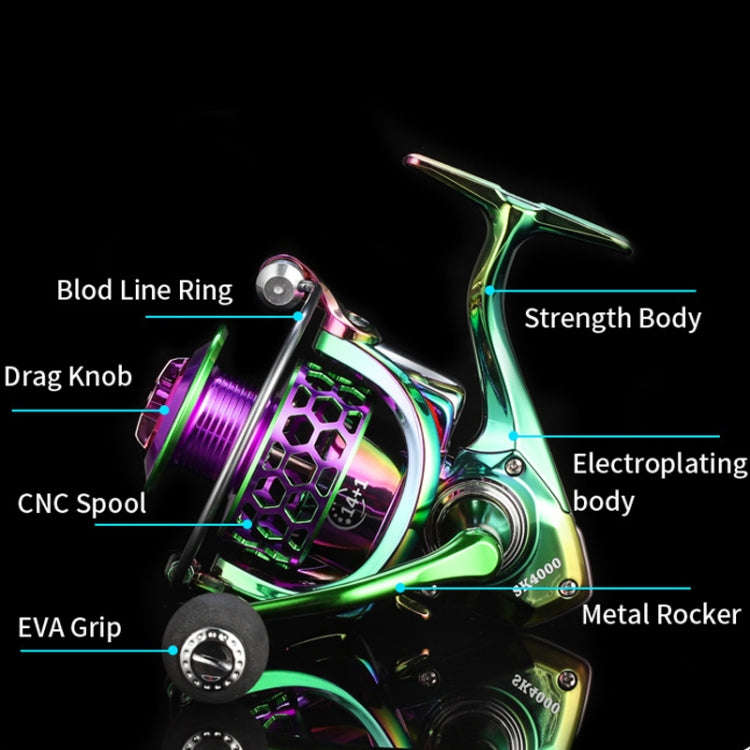 Colorful Metal Fish Line Wheel Long Throw Sea Rod Spinning Wheel, Specification: SK3000