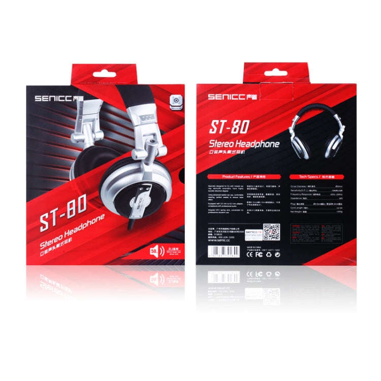 SENICC ST-80 Head-mounted HIFI Headset Spring Line Headset(Silver)