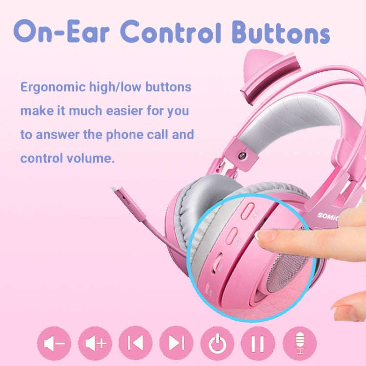 SOMIC G951PINK Head-mounted 7.1 Channel Anchor E-Sports Game Headset Wheat(Pink)