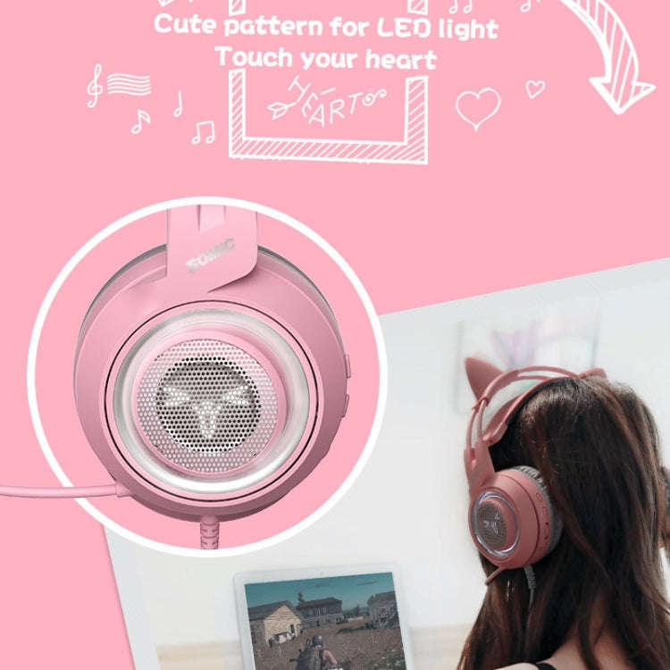 SOMIC G951PINK Head-mounted 7.1 Channel Anchor E-Sports Game Headset Wheat(Pink)