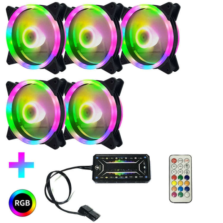 Computer CPU RGB luminous Radiator 5 Fans+Remote Control