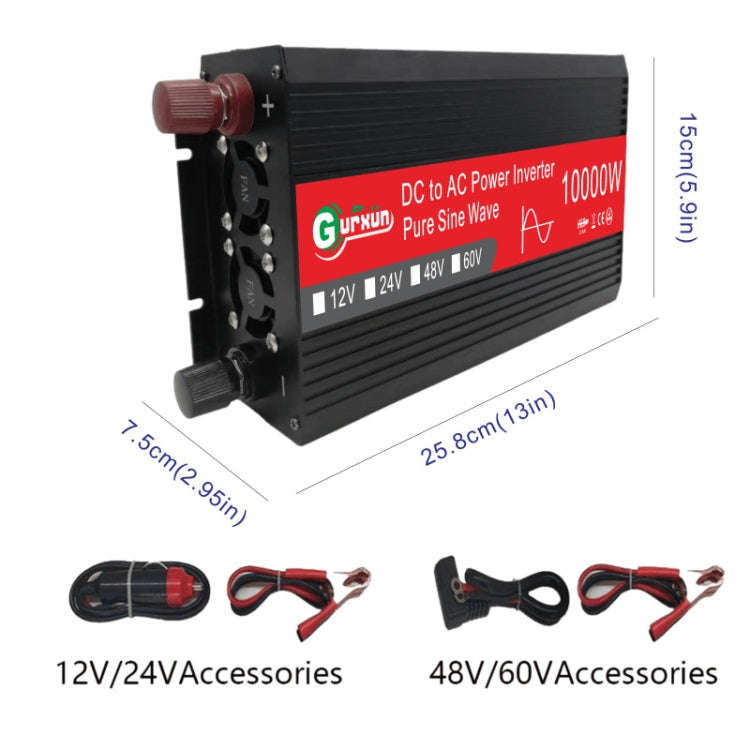 Gurxun HZ1500-10000 Sine Wave 10000W Inverter Power Converter, Specification: 48V To 220V