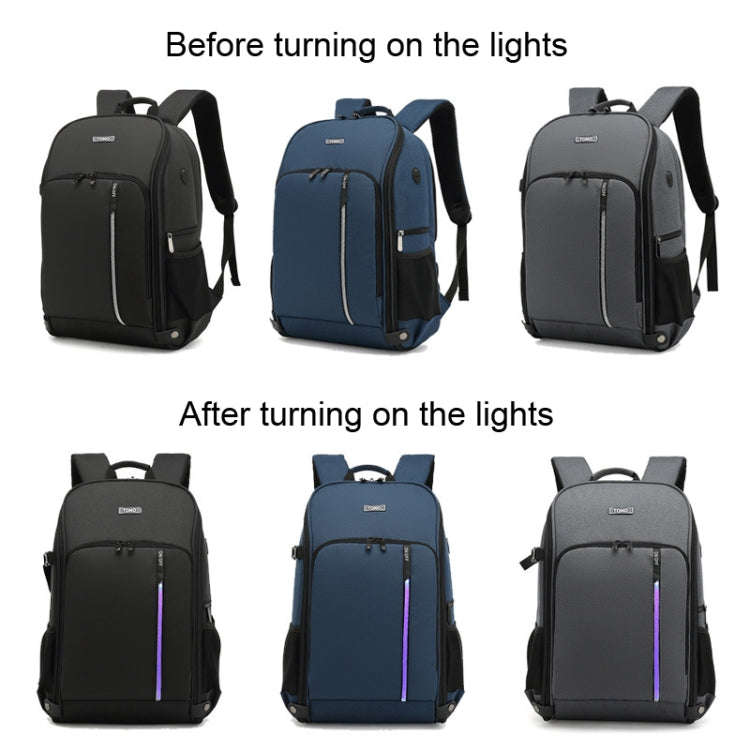 TONO LED Light SLR Digital Camera Backpack With USB Port(Blue)