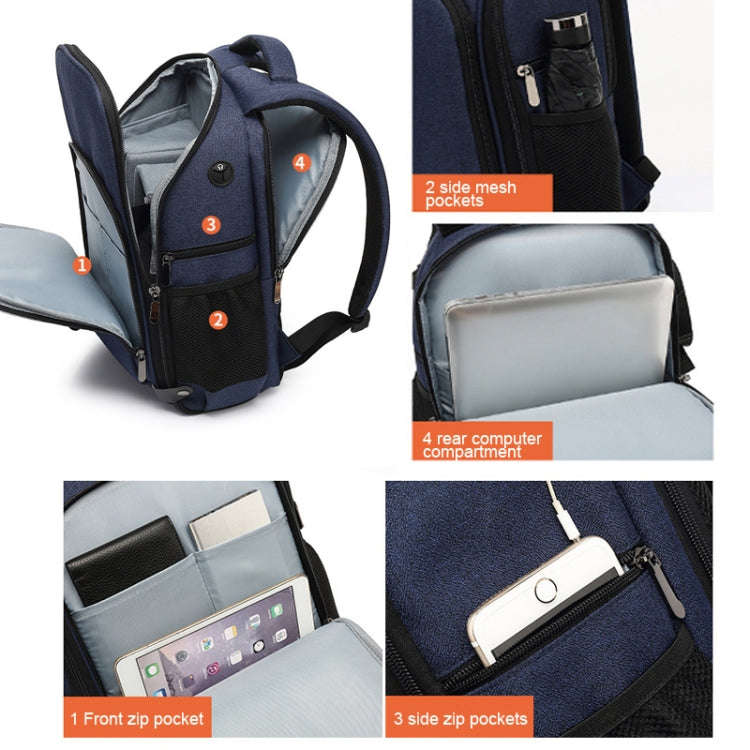 Cationic SLR Backpack Waterproof Photography Backpack with Headphone Cable Hole(Blue)