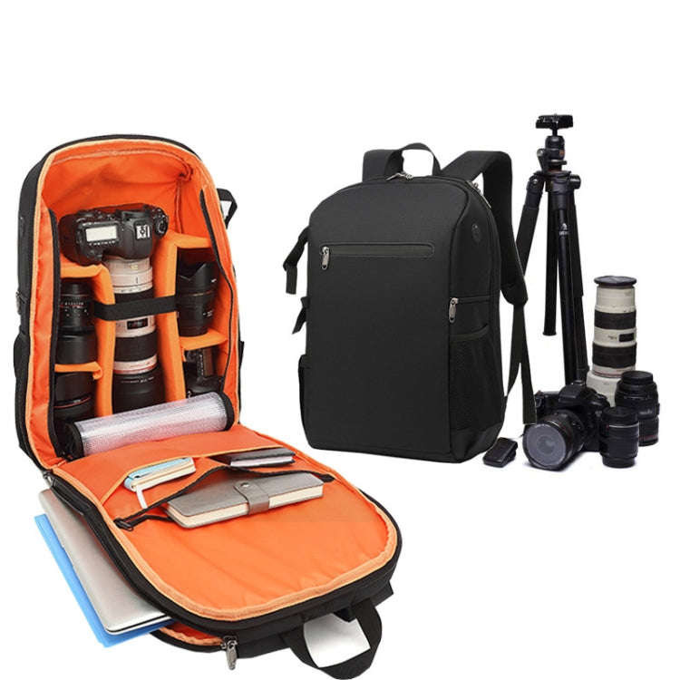 Oxford Cloth Waterproof Photography Backpack 17 Inch Laptop Backpack(Orange)