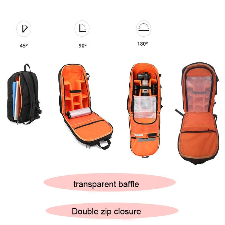 Oxford Cloth Waterproof Photography Backpack 17 Inch Laptop Backpack(Orange)