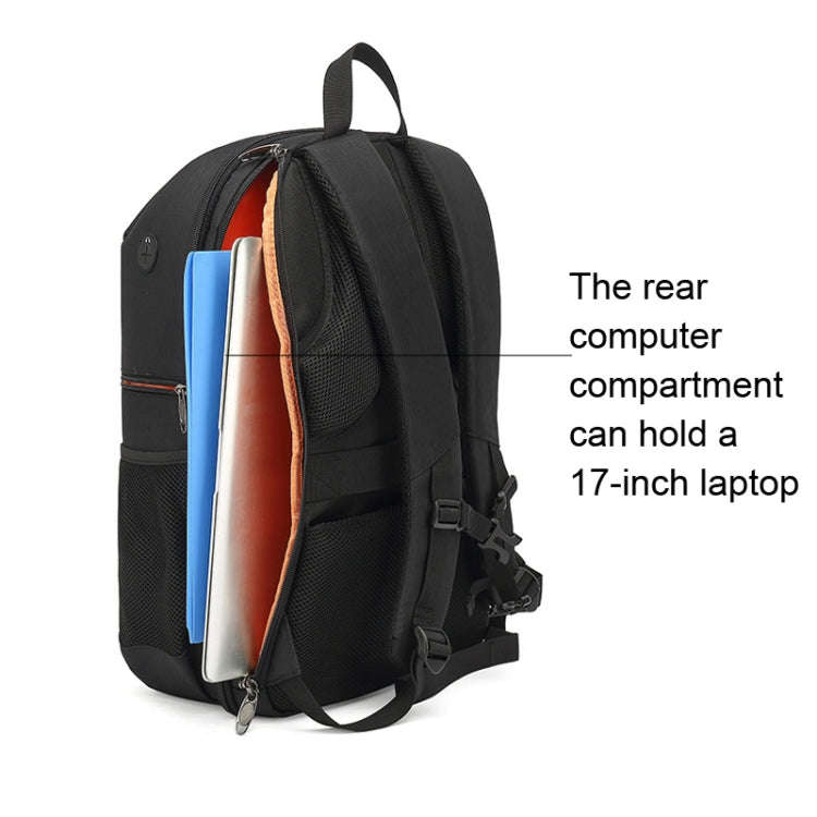 Oxford Cloth Waterproof Photography Backpack 17 Inch Laptop Backpack(Orange)