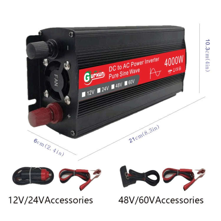 Gurxun 4000W Home Car Power Converter Sine Wave Inverter, Specification: 24V To 220V