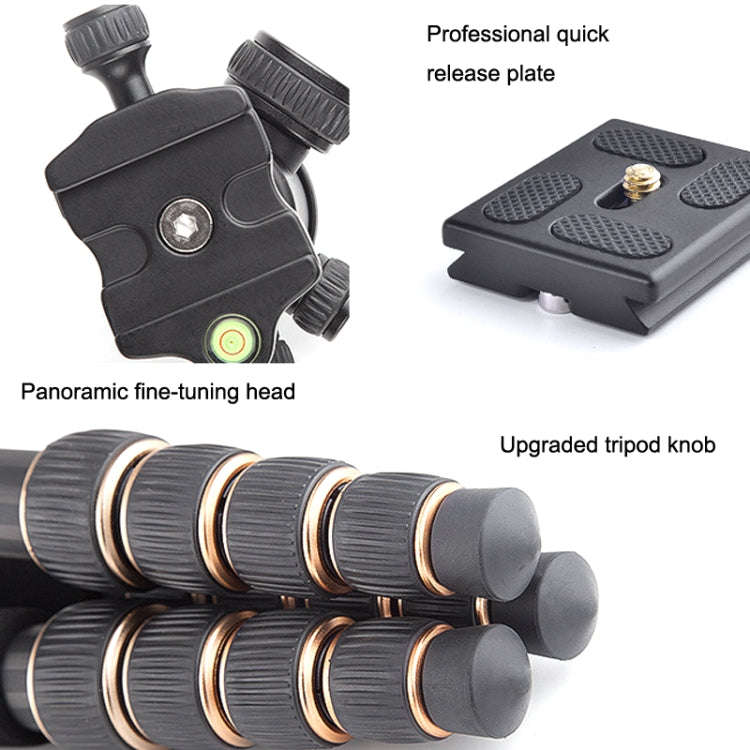 QingZhuangShiDai Q666C Portable Travel Photography Ball Head SLR Camera Carbon Fiber Tripod(Black)