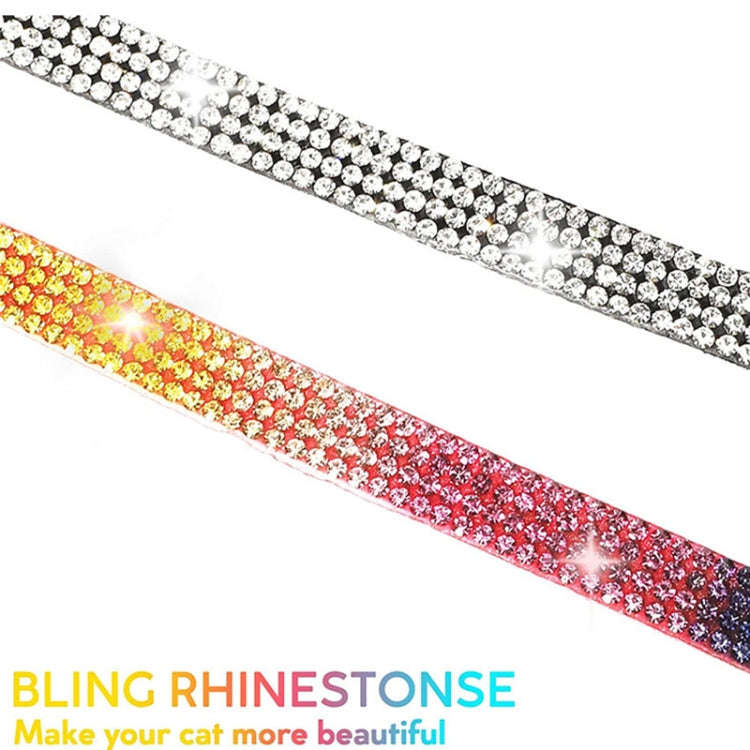 Rhinestone Pet Collar with Bell for Airtag Tracker Case(White Diamond Black)