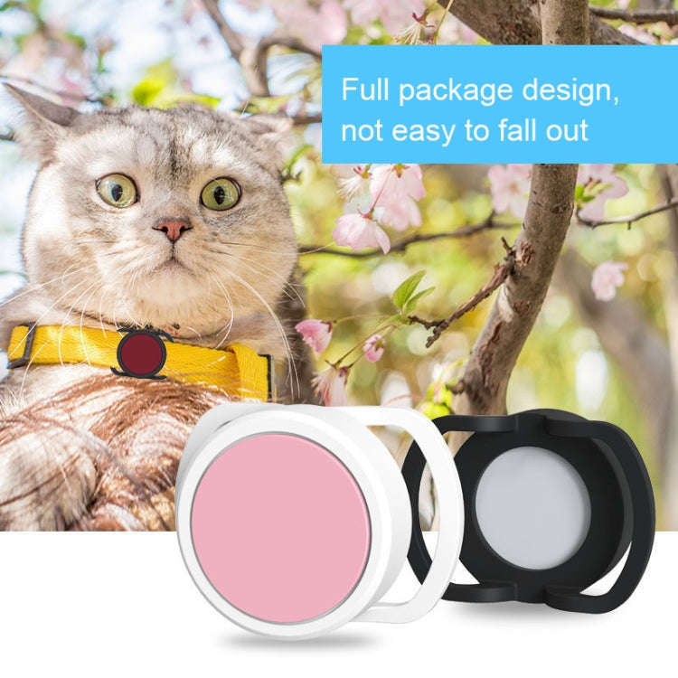 2 PCS  Anti-Lost Tracker Silicone Case for AirTag,Size:  35mm(White+Pink)
