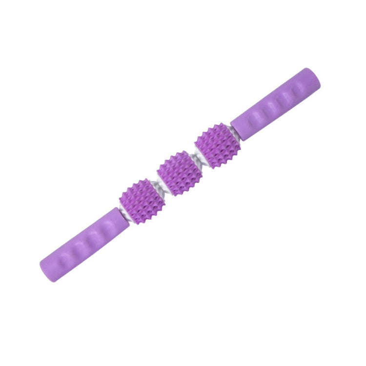 Three-ball Mace Three-wheeled Hand-held Yoga Massage Stick(Hard Handle Purple)