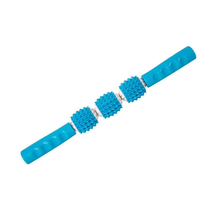 Three-ball Mace Three-wheeled Hand-held Yoga Massage Stick(Hard Handle Dark Blue)