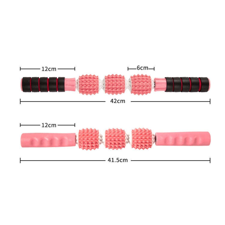 Three-ball Mace Three-wheeled Hand-held Yoga Massage Stick(Hard Handle Dark Blue)
