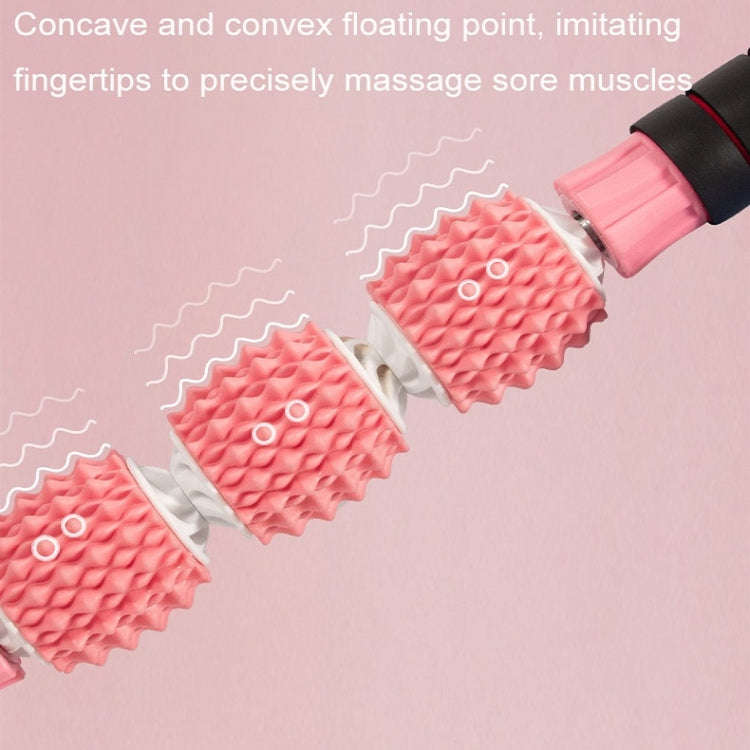 Three-ball Mace Three-wheeled Hand-held Yoga Massage Stick(Hard Handle Rose Pink)