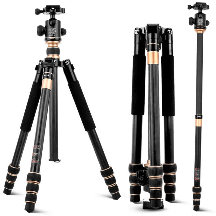 QingZhuangShiDai Q222C SLR Camera Carbon Fiber Portable Travel Tripod(Black)