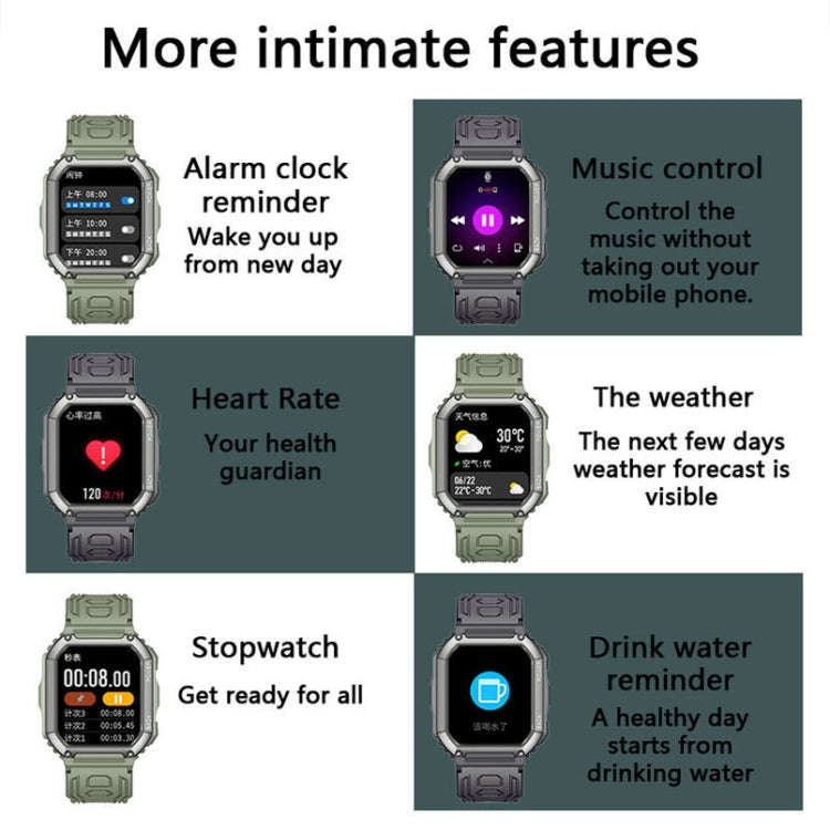KR06 1.8 Inch Heart Rate Blood Pressure Monitoring Smart Calling Watch(Green)