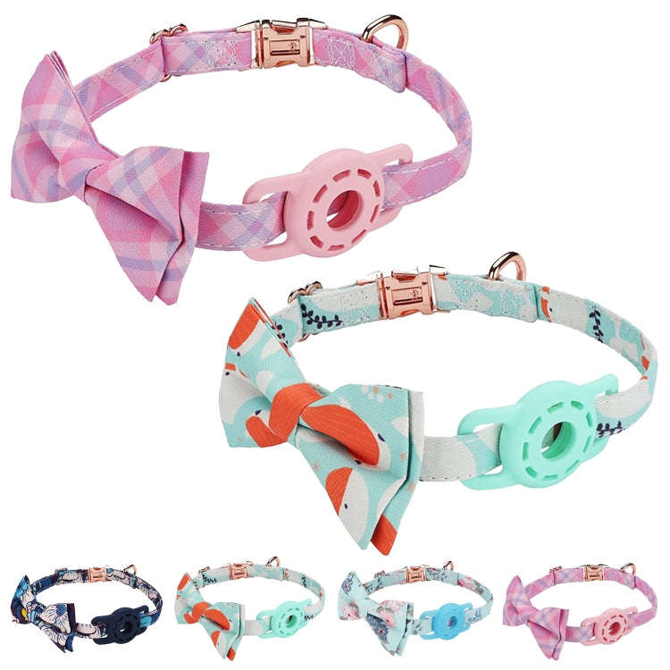 Pet Tracker Collar Insert Buckle Bow Collar For AirTag(Pink)
