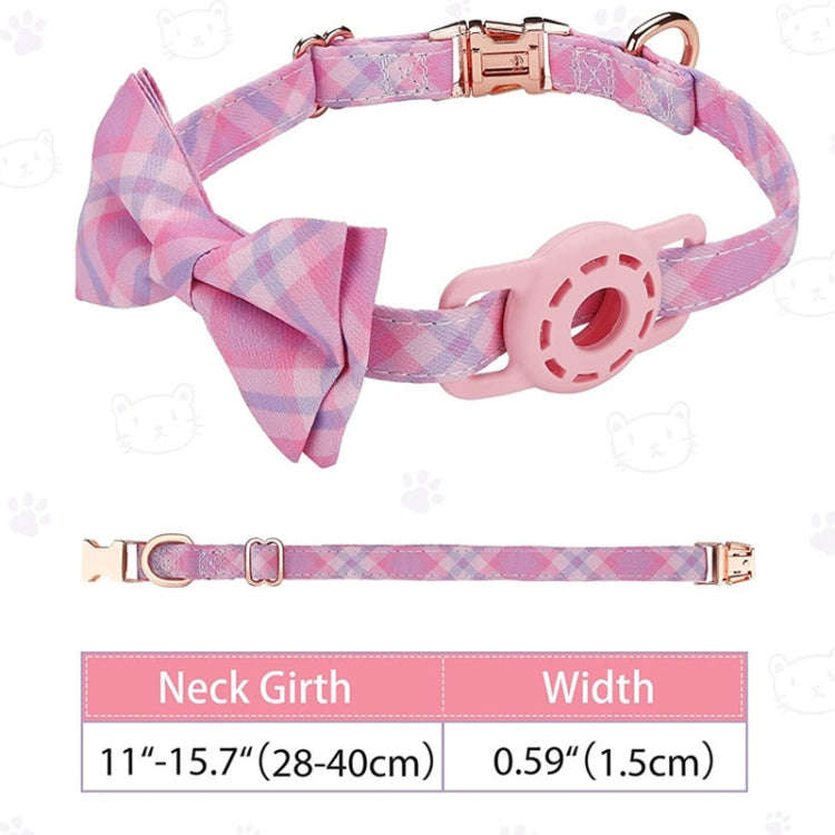 Pet Tracker Collar Insert Buckle Bow Collar For AirTag(Pink)