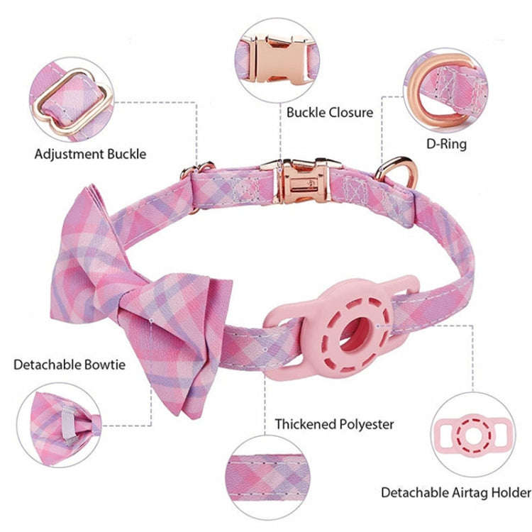 Pet Tracker Collar Insert Buckle Bow Collar For AirTag(Pink)
