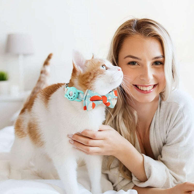 Pet Tracker Collar Insert Buckle Bow Collar For AirTag(Mint Green)