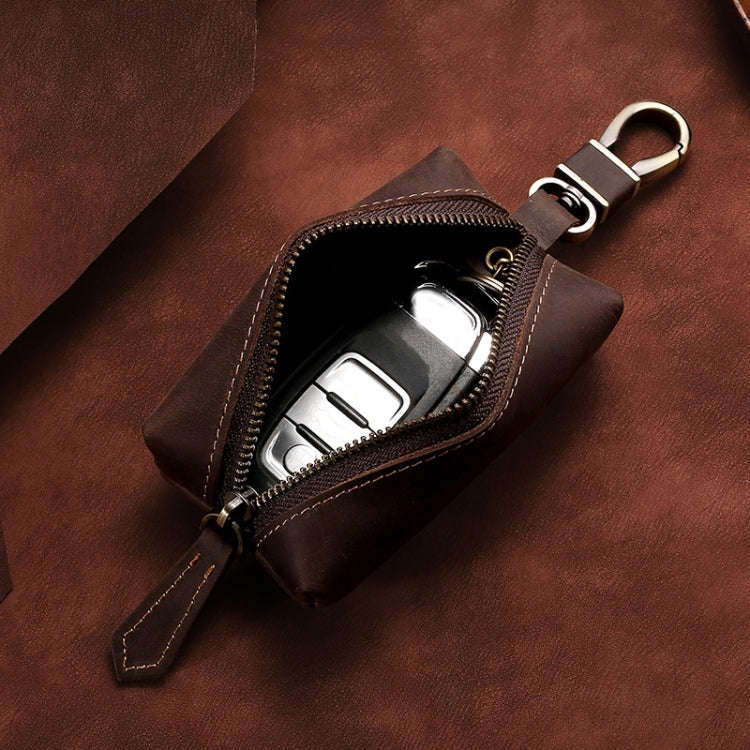 QY-9029  Car Universal Retro Crazy Horse Leather Key Case(Dark Coffee)