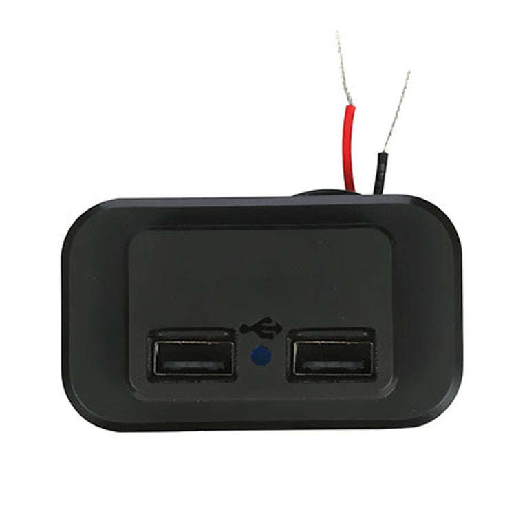 3.1A Punch-Free Automatic Spring Cover RV Bus Modified Car Charger Dual USB Car Charger(Black)