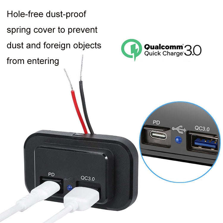 18W QC3.0 Fast Charge PD Car RV Boat Charger(Black)