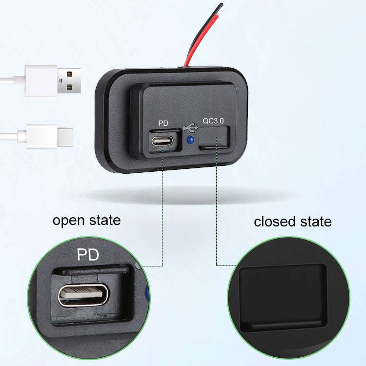 18W QC3.0 Fast Charge PD Car RV Boat Charger(Black)