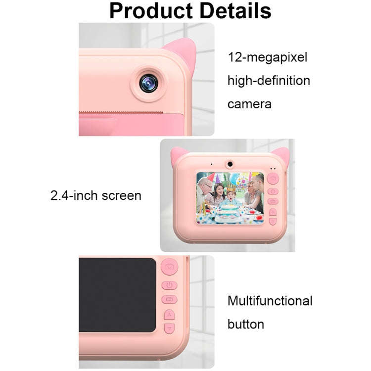 CP01 2.4 Inch HD Screen Kids Toy Thermal Printing Camera no Memory Card(Pink)