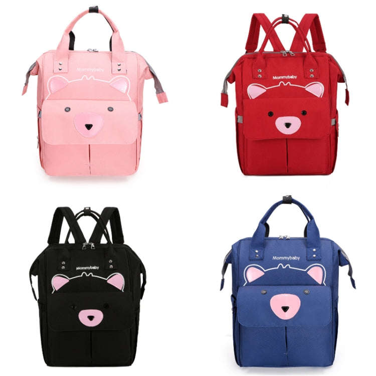 Maternity Bottle Diaper Storage Large Capacity Backpack Mummy Bag(Bear Red)