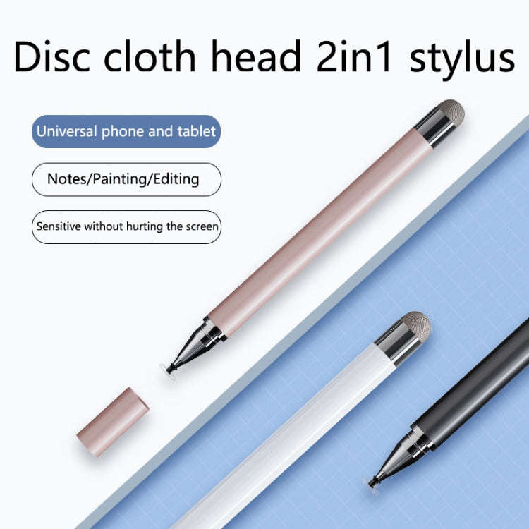 2 PCS Office Painting without Charging Cloth Head Disc Stylus Pen(Black)