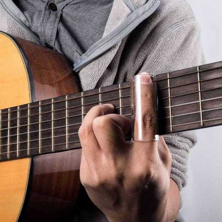 Metal Electric Guitar Glide Pipe Glass Guitar Glide Stick Finger Set(Silver+Transparent)