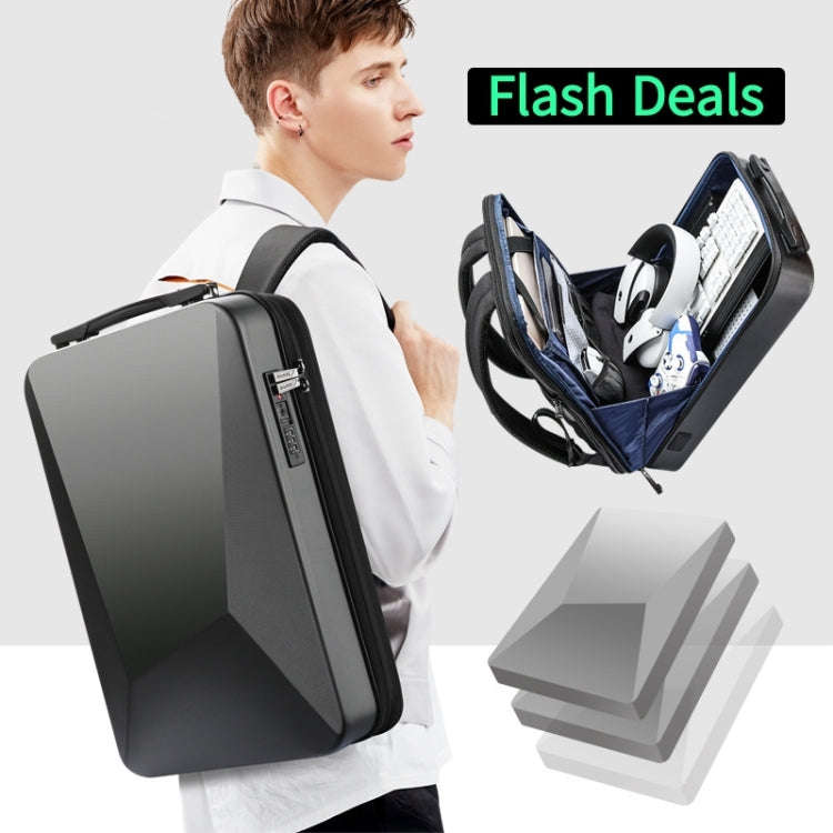 Bopai 61-93318A Hard Shell Waterproof Expandable Backpack with USB Charging Hole, Spec: Regular (...
