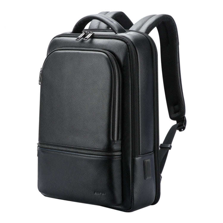 Bopai 61-70111 Cowhide Multi-compartment Waterproof Anti-theft Backpack with USB Charging Hole(Bl...