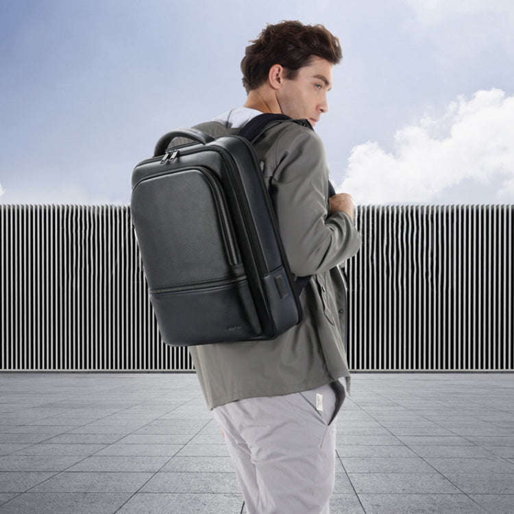 Bopai 61-70111 Cowhide Multi-compartment Waterproof Anti-theft Backpack with USB Charging Hole(Bl...