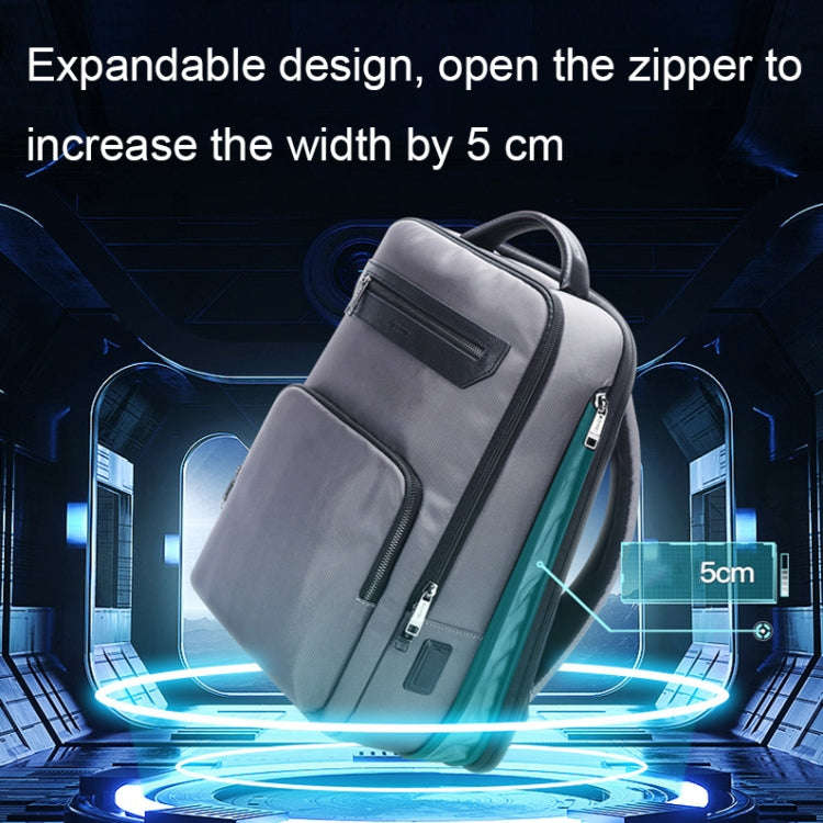 Bopai 61-121518 Multi-compartment Waterproof Expandable Backpack with USB Charging Hole(Black)