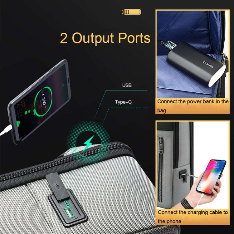 Bopai 61-68118 Multifunctional Wear-resistant Anti-theft Laptop Backpack with USB Charging Hole(S...